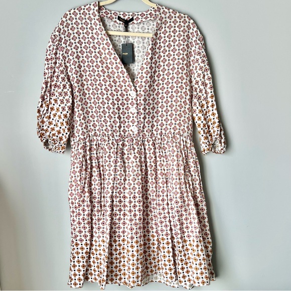 Maje Romelange Geometric Print Linen Dress NWT | Size 42 | Missing Lace Collar - Picture 1 of 7